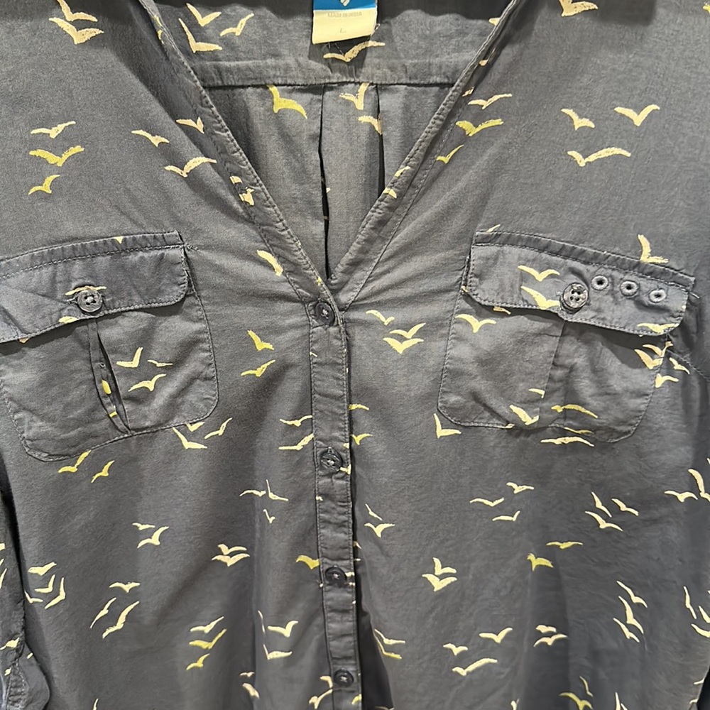 Columbia Women’s Top PFG Size L Large Performance Fishing Gear Bird Print - Picture 2 of 6
